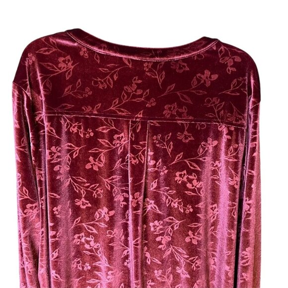 Lands End Womens Valour Floral Blouse Maroon Shimmer Shirt Plus Size 3X u - Picture 5 of 8